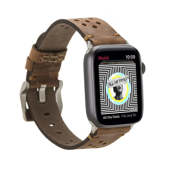 Apple Watch Uyumlu Deri Kordon Vigo 42-44-45mm G2 Kahve ürün görseli 1