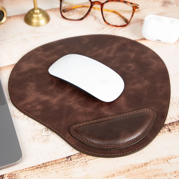 Bileklikli Deri Mouse Pad Antik Koyu Kahve ürün görseli 1