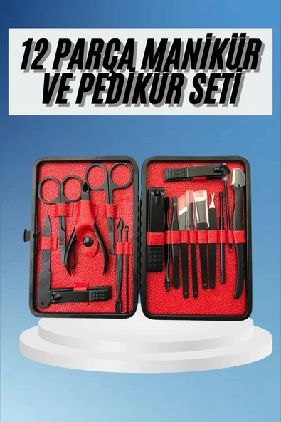 Deri Çantalı Siyah Paslanmaz Çelik 17 Parça Manikür Pedikür Seti ürün görseli 1
