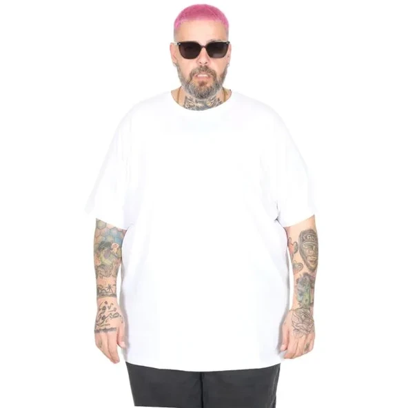 Büyük Beden Erkek T-shirt Basic 20031 Beyaz ürün görseli 1