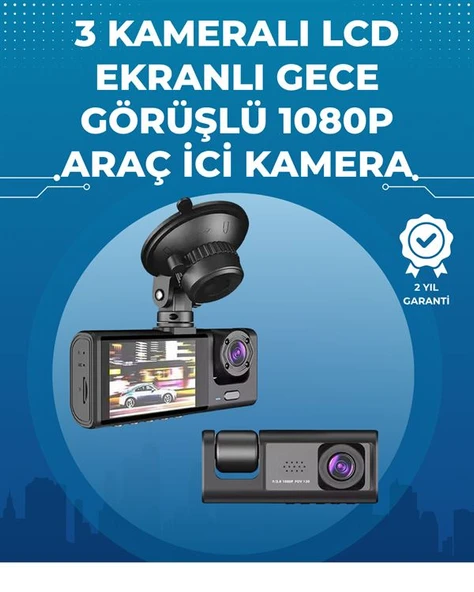 Gece Görüşlü 3'lü Araç Kamerası – Geri Görüş Destekli, 170° Geniş Açı ürün görseli 1