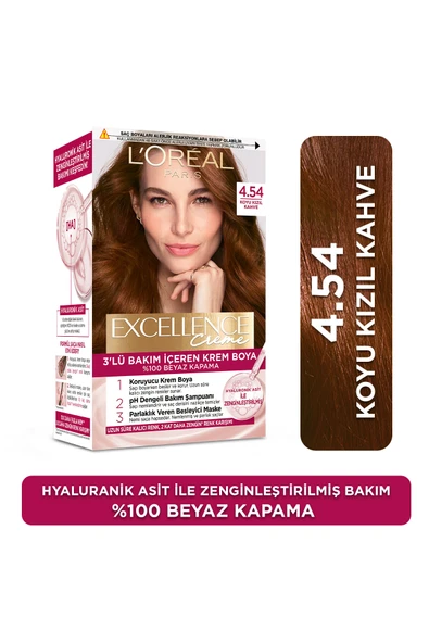 Loreal Excellence 5.54 Koyu Kızıl Kahve ürün görseli 1
