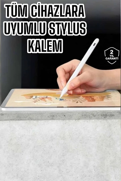 Dokunmatik Kalem Beyaz Şarjlı Yedek Uçlu Android ve İOS Uyumlu ürün görseli 1