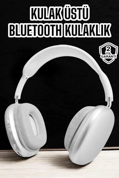 P9 Plus Kablosuz Kulak Üstü Bluetooth Kulaklık Beyaz Yüksek Ses Kaliteli ürün görseli 1