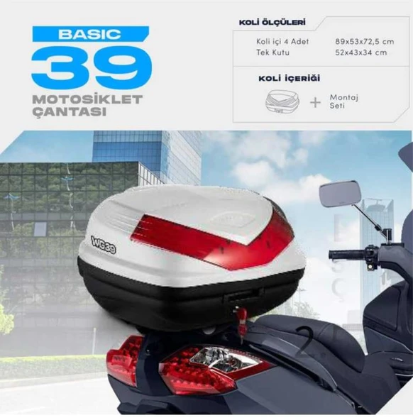WOGEN 39 LİTRE BASİC MOTOSİKLET ÇANTASI - BEYAZ 1407 005 ürün görseli 1