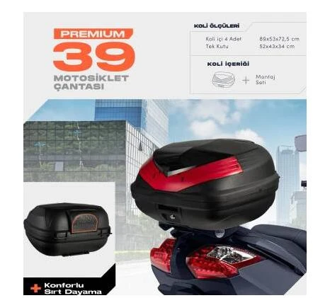 WOGEN 39 LİTRE PREMİUM SIRT DAYAMALI MOTOSİKLET ÇANTASI - SİYAH 1407 001 ürün görseli 1