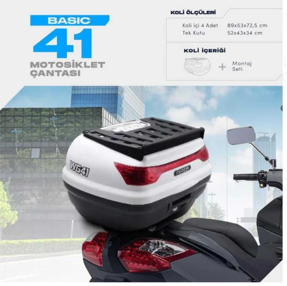 WOGEN 41 LİTRE BASİC MOTOSİKLET ÇANTASI - BEYAZ - 1405 002 ürün görseli 1