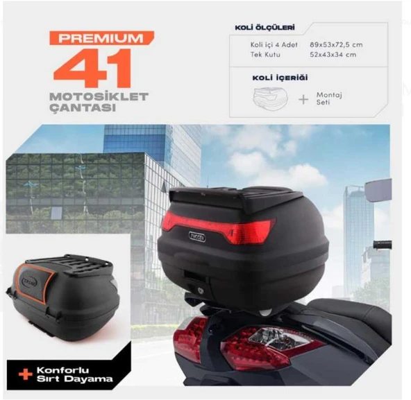 WOGEN 41 LİTRE PREMİUM SIRT DAYAMALI MOTOSİKLET ÇANTASI - SİYAH - 1405 004 ürün görseli 1