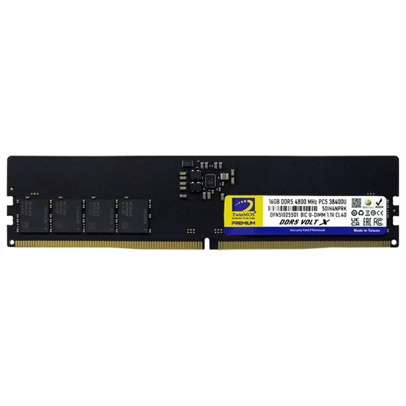 TWINMOS 16GB DDR5 4800MHZ CL40 PC RAM VALUE TMD516GB4800U40 ürün görseli 1