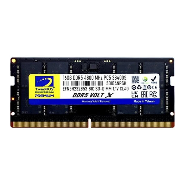 TWINMOS 16GB DDR5 4800MHZ CL40 NOTEBOOK RAM VOLT X TMD516GB4800S40 ürün görseli 1