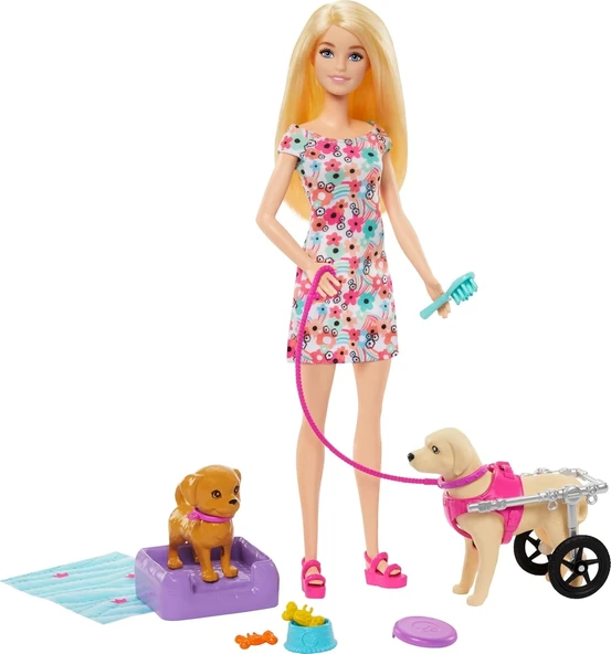 Barbie Bebek ve Aksesuarlar, Yavru köpek figürü, yürüteçli köpek figürü ve aksesuarları HTK37 ürün görseli 1