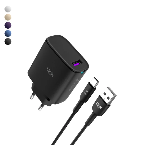 LinkTech C318 45W GaN USB-A to Type-C Kablolu Şarj Aleti Set ürün görseli 1