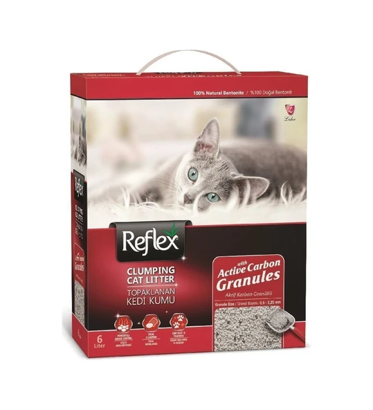 Reflex Aktif Karbon Granüllü Topaklaşan Bentonit Kedi Kumu 6 Lt x 2 Adet ürün görseli 1