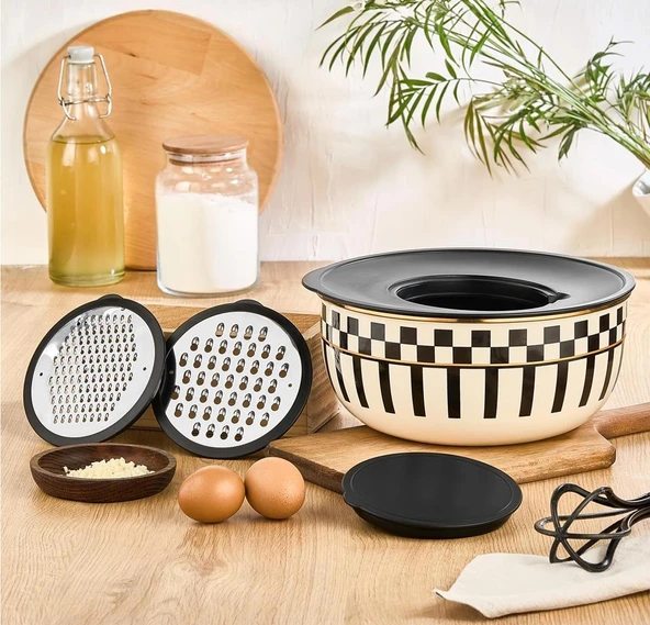 Prime Cream 5 Parça Rendeli Saklama ve Karıştırma Kabı – 24 CM ürün görseli 1