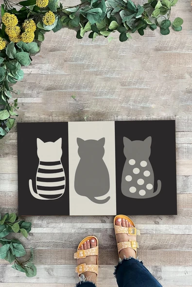 Valerine Life Patimal Kapı Nöbeti Welcome Hoş Geldiniz Gri Dijital Baskılı Kapı Önü Paspası 45x70cm ürün görseli 1