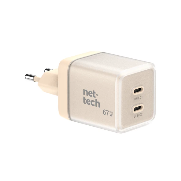 Nettech NT-HCH12 PD+QC GaNPrime 67W Şarj Aleti (Pembe) ürün görseli 1
