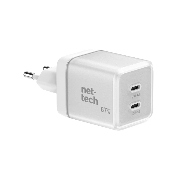 Nettech NT-HCH12 PD+QC GaNPrime 67W Şarj Aleti (Beyaz) ürün görseli 1