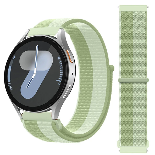 Samsung Galaxy Watch 4 5 6 7 Seri 40 42 43 44 46 47mm Cırt Cırtlı Yumuşak Spor Kumaş Örgü Kordon  Yeşil ürün görseli 1