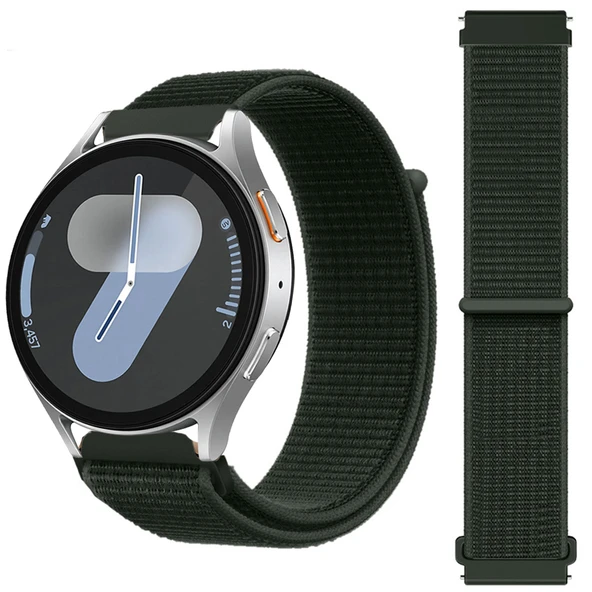 Samsung Galaxy Watch 4 5 6 7 Seri 40 42 43 44 46 47mm Cırt Cırtlı Yumuşak Spor Kumaş Örgü Kordon  Haki ürün görseli 1