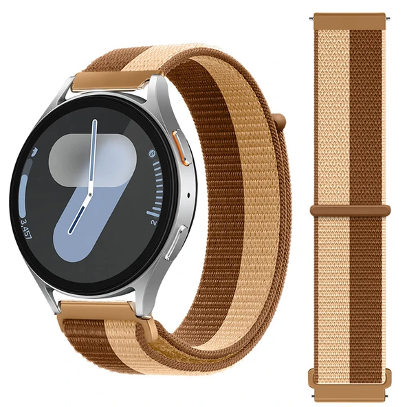 Samsung Galaxy Watch 4 5 6 7 Seri 40 42 43 44 46 47mm Cırt Cırtlı Yumuşak Spor Kumaş Örgü Kordon  Kahverengi ürün görseli 1