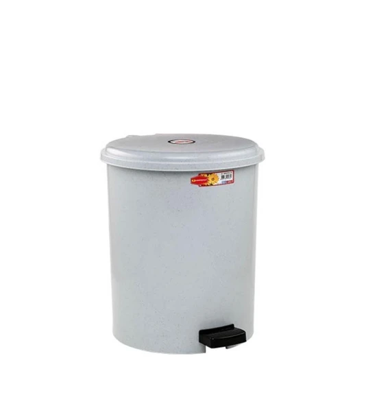 Omnipazar SY-4230 Gri Pedallı Yuvarlak Çöp Kovası İç Kovalı 10 Litre ürün görseli 1