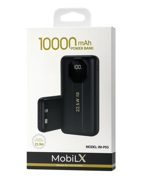 10000 mAh 22.5W Hızlı Şarj Powerbank (Siyah/Beyaz) ürün görseli 1