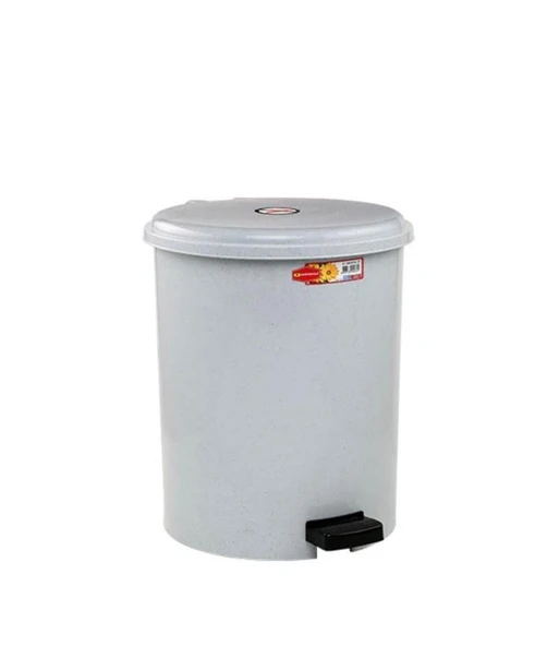 Omnipazar SY-4231 Gri Pedallı Yuvarlak Çöp Kovası İç Kovalı 15 Litre ürün görseli 1