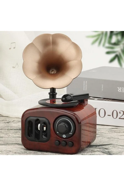 İB GLOBAL Klasik Radyo Görünümlü Gramofon Müzik Kutusu Retro Tarzı Ev Dekorasyon Hediyelik Süs Eşyası ürün görseli 1