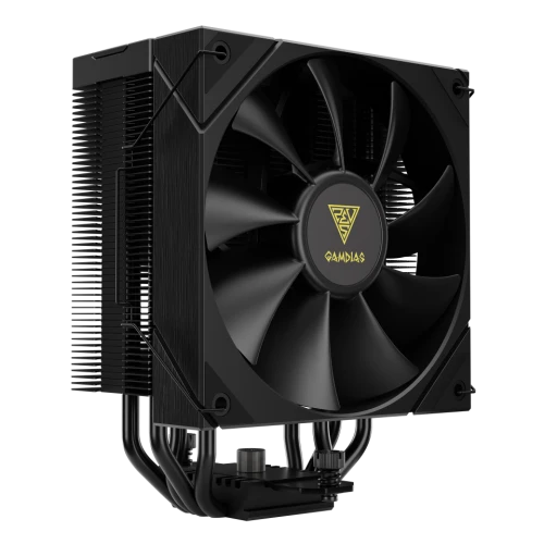 GAMDIAS BOREAS E2-410, Black Edition, 120mm, CPU Kule Tipi Hava Sogutma, Dogrudan Temas Teknolojisine Sahip 4 adet Gelismis Bakir Isi Borusu AMD AM4-AM5 ve INTEL Tüm islemciler ile uyumlu ürün görseli 1