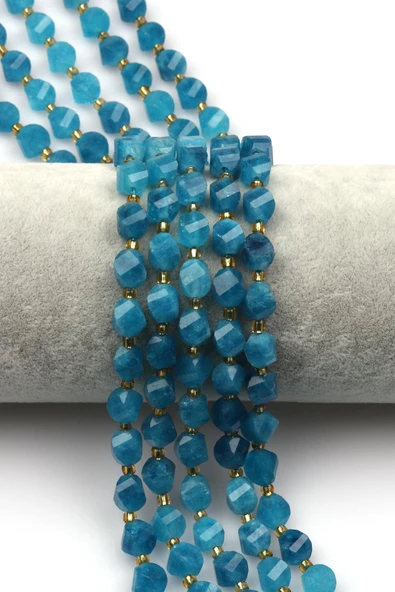 Mavi Renkli Kuvars Doğal Taş Dizi 6 x 8 mm Burgu Kesim ürün görseli 1