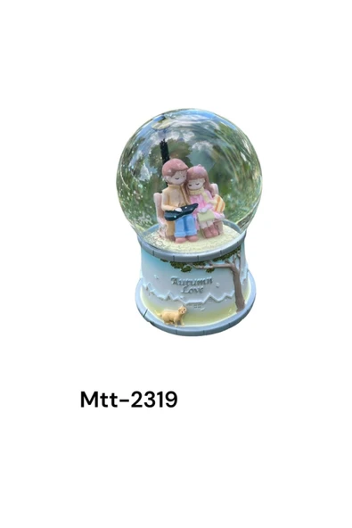 İB GLOBAL Mtt-2319 Pilli Işıklı Müzikli Üflemeli Kar Küresi Büyük Boy - Autumn Love ürün görseli 1