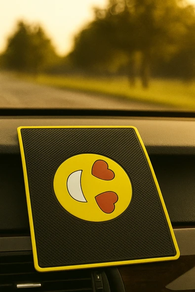 İB GLOBAL Gülen Yüz Emoji Kaymaz Torpido Pedi - Emojili Kaydırmaz Ped - Gülen Yüz Ped ürün görseli 1