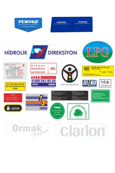 İB GLOBAL Tofaş Etiket Takımı 1.kalite 19 Parça Tofaş Orjinal Fabrika Etiket Takımı ürün görseli 1