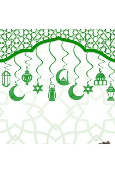 İB GLOBAL RAMAZAN TAVAN SÜSÜ 10'LU METALİZE YEŞİL ürün görseli 1