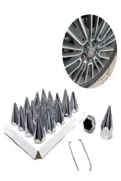 İB GLOBAL SİVRİ BİJON KAPAĞI 17 MM KROM 20'Lİ SET ürün görseli 1