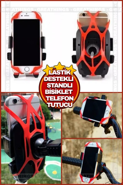 İB GLOBAL Lastik Destekli Standlı Bisiklet Telefon Tutucu Telefon Tutucu Aksesuarları Gidon Telefon Tutucusu ürün görseli 1
