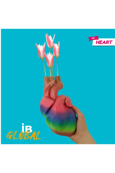 İB GLOBAL KALPLİ VAZO RENK GEÇİŞLİ - Resim 3