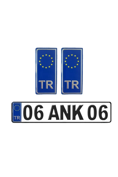 İB GLOBAL TR Avrupa Birliği Plaka Arması Metal Etiket Sticker Mavi 2'li ürün görseli 1