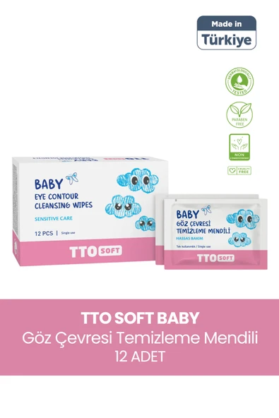 Tto Soft Baby Bebek Göz Çevresi Temizleme Mendili 12'li ürün görseli 1