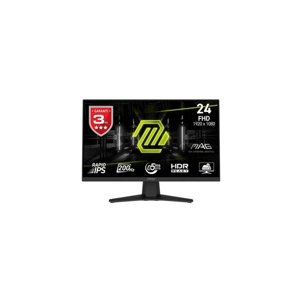 Mag 244F 23.8 inç 200Hz 0.5ms Full HD FreeSync Premium Rapid IPS Gaming Monitör ürün görseli 1