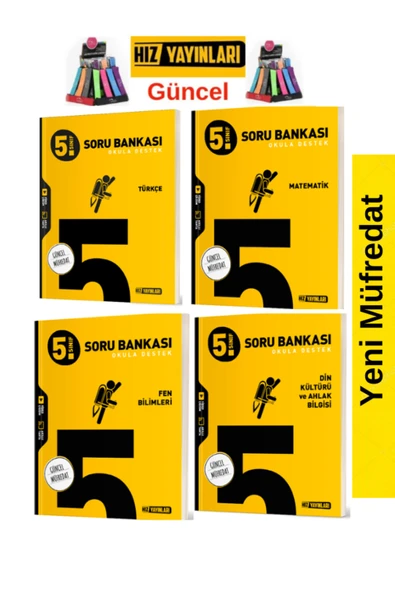 Hız ve Renk Yayınları Hız 5.Sınıf Yeni Müfredat Fen-Matematik-Türkçe-Din Soru Bankası Seti+Kalemlik ürün görseli 1