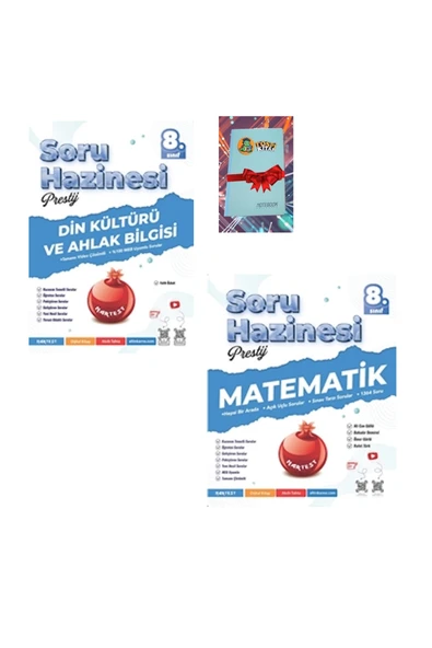 Nartest Yayınları 8. Sınıf Prestij DİN KÜLTÜRÜ + MATEMATİK Soru HAZNESİ (DEFTER HEDİYE) ürün görseli 1