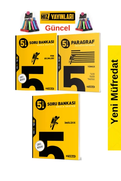 Hız ve Renk Yayınları Hız 5.Sınıf Yeni Müfredat Fen-Paragraf-İngilizce Soru Bankası Seti+Kalemlik ürün görseli 1