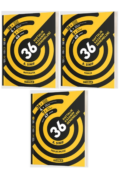 Evrensel İletişim Yayınları 8.Sınıf Hız Yayınları Matematik + Fen Bilimler + Türkçe 36 Haftalık Kazanım Denemeleri / 3 KİTAP SET ürün görseli 1