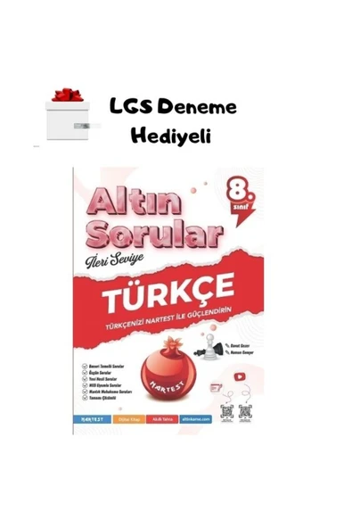 Nartest Yayınları Nartest 8. Sınıf Türkçe Altın Sorular + LGS Deneme Hediyeli ürün görseli 1