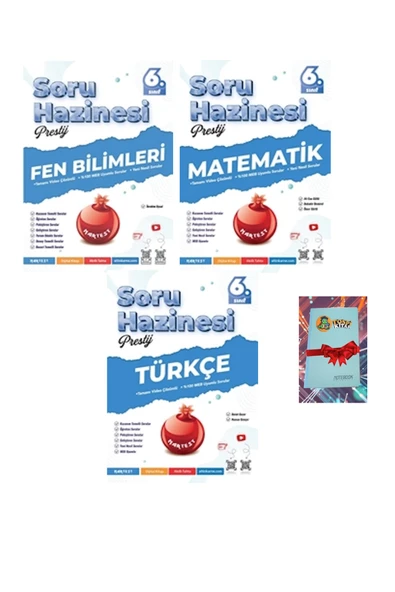Nartest Yayınları 6. Sınıf Prestij FEN BİLİMLERİ + MATEMATİK + TÜRKÇE Soru Hazinesi (DEFTER HEDİYE) ürün görseli 1