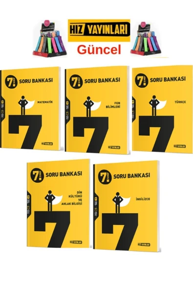 Hız ve Renk Yayınları Hız 7.Sınıf Yeni Müfredat Mat-Fen-Türkçe-Din-İngilizce Soru Bankası Seti+Kalemlik ürün görseli 1