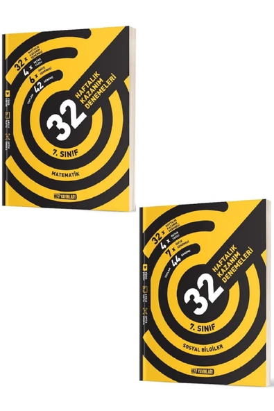 Evrensel İletişim Yayınları 7.Sınıf Hız Yayınları Matematik + Sosyal Bilgiler 32 Haftalık Kazanım Denemeleri / 2 KİTAP ürün görseli 1