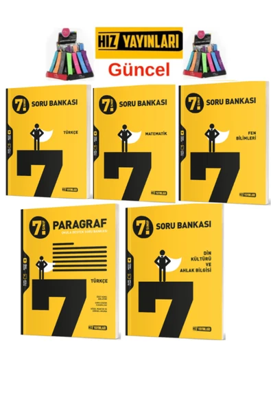 Hız ve Renk Yayınları Hız 7.Sınıf Yeni Müfredat Türkçe-Fen-Matematik-Paragraf-Din Soru Bankası Seti+Kalemlik ürün görseli 1