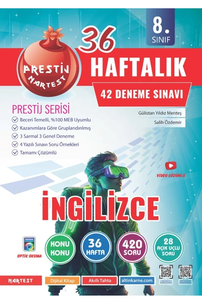 Nartest Yayınları Nartest 8. Sınıf Haftalık İngilizce Denemeleri (Prestij Serisi) ürün görseli 1